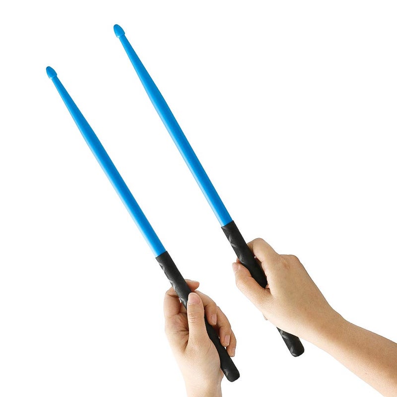 Ubblove Nylon Drumsticks 5A 2 pair with ANTI-SLIP Handles for Drum Light Durable Plastic Exercise 2 Pair Drum Sticks for Kids Adults Musical Instrument Percussion Accessories (Blue and Green) - Image 2